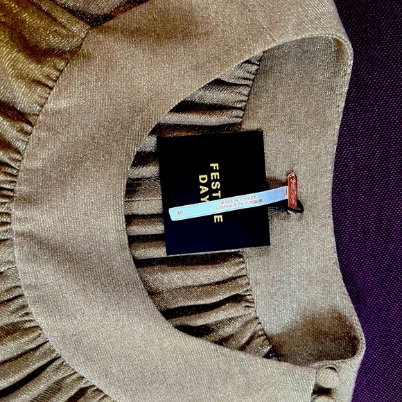 FREE PEOPLE Goddess Wear pleated, a-line, gold/bronze shimmer cocktail dress🔥🔥 - Picture 6 of 10